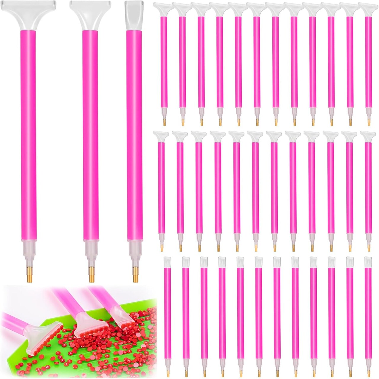 36 pack diamond art painting pens 5d diamond embroidery art pens with 3 drill sizes efficient diamond art pens tools for diy diamond rhinestone painting crafts making (red)